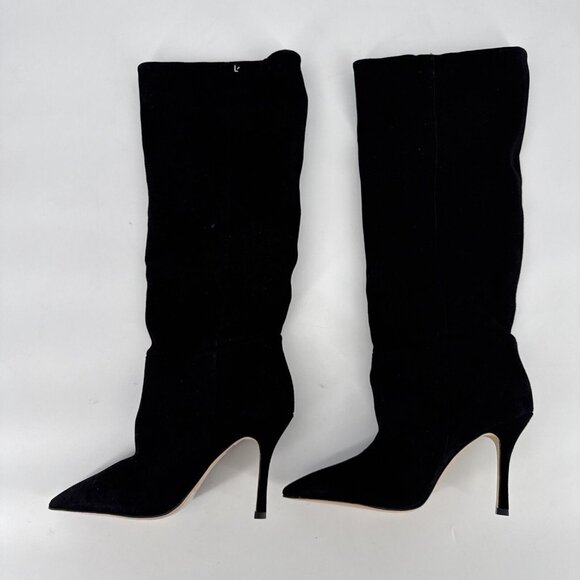 Larroude Womens Size 8.5 Kate Tall Knee Boots Black Suede Stiletto Heel $485 - Picture 4 of 13
